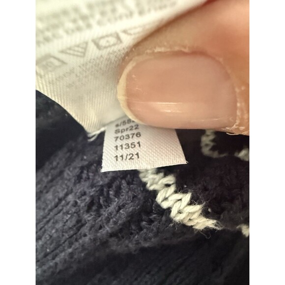 Loft Striped long Sleeve V Neck Sweater Womens XL blue white coastal short - Picture 7 of 9